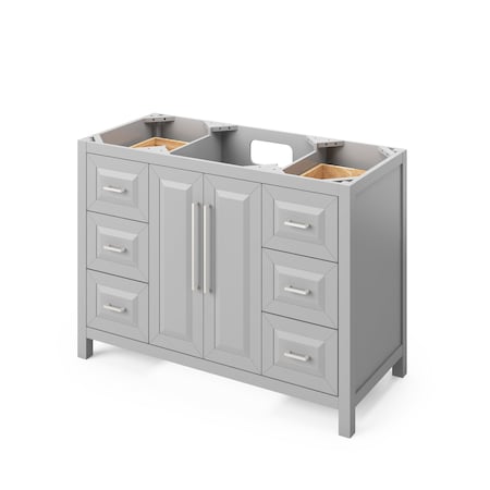 Jeffrey Alexander 48" Grey Cade Vanity, Steel Grey Cultured Marble Vanity Top, undermount rectangle bowl VKITCAD48GRSGR